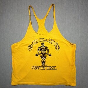 VTG Gold's Gym Stringer Tank Top Sleeveless Shirt Yellow Men's XL Activewear